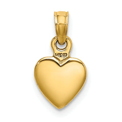 14K Polished Solid 3-D Heart Pendant