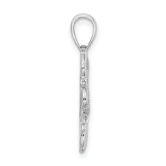 14K White Gold Heart w/MOM Charm