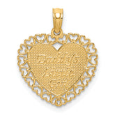14K Gold Polished DADDYS LITTLE GIRL Textured Heart Charm