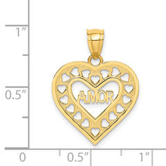 14k AMOR in Cut-out Heart Charm