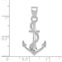 14K White Gold Gold Polished Anchor W/Rope Pendant