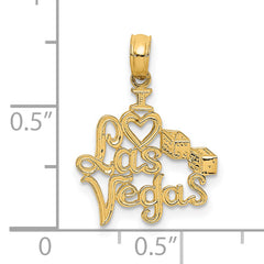 14K I HEART LAS VEGAS with Dice Engraved Charm