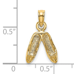 14K Gold 3D Polished Textured Ballerina Slippers Charm