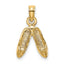 14K Gold 3D Polished Textured Ballerina Slippers Charm