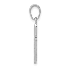 14K White Gold Polished Cross With Striped Border Pendant