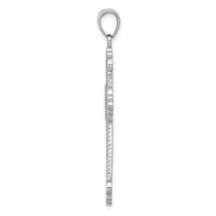 14K White Gold Polished Large Rope Frame Filigree Cross Pendant