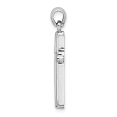 14K White Gold 2-D Beveled Stick Cross Charm