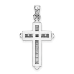 14K White Gold 2-D Beveled Stick Cross Charm