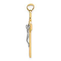 14k Two-Tone Crucifix Reverses to St. Benedict Medal Pendant