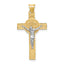 Crucifix & St. Benedict Medal Pendant in 14K Two-Tone Gold, Reversible - Sophia Jewelers