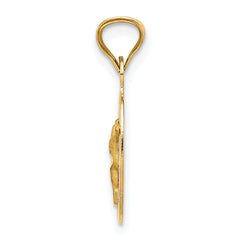 14K with Rose and White Rhodium Diamond-cut Corpus Oval Pendant