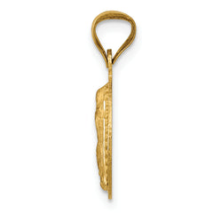 14K w/Rhodium Polished D/C Lady Of Guadalupe Circle Pendant