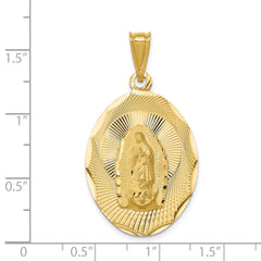 14K Polished D/C Lady Of Guadalupe Oval Pendant