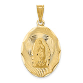 14K Polished D/C Lady Of Guadalupe Oval Pendant