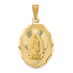 14K Polished D/C Lady Of Guadalupe Oval Pendant