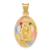 14K w/Rhodium D/C Lady Of Guadalupe Oval Pendant