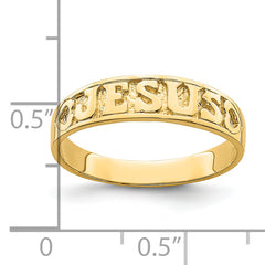 14K Gold Polished Jesus w/Hearts Ring