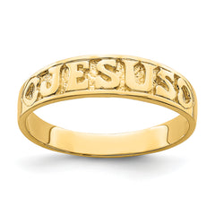 14K Gold Polished Jesus w/Hearts Ring