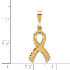 Exquisite 14K Gold Awareness Pendant With Polished Finish And Textured Design
