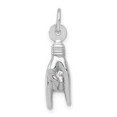 14K White Gold 3-D Rock On Sign Charm