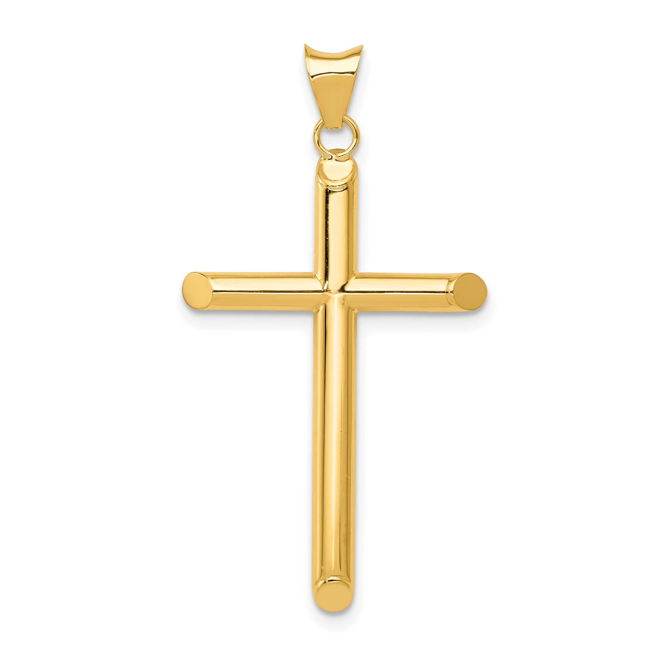 14k Polished Tube Cross Pendant