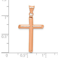 14k Rose Gold Polished Tube Cross Pendant