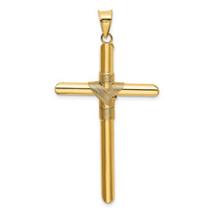 14K Polished with Center Wrap Tube Cross Pendant