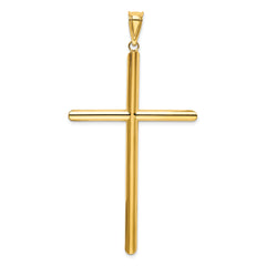 14k Extra Large Polished Tube Cross Pendant