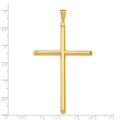 14k Extra Large Polished Tube Cross Pendant