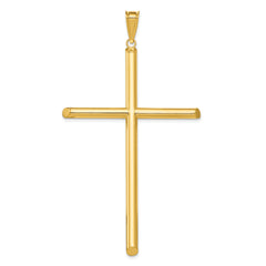 14k Extra Large Polished Tube Cross Pendant