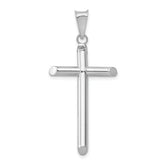 14k White Gold Polished Tube Cross Pendant