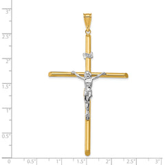 14k Two-Tone Polished Jesus Crucifix Pendant