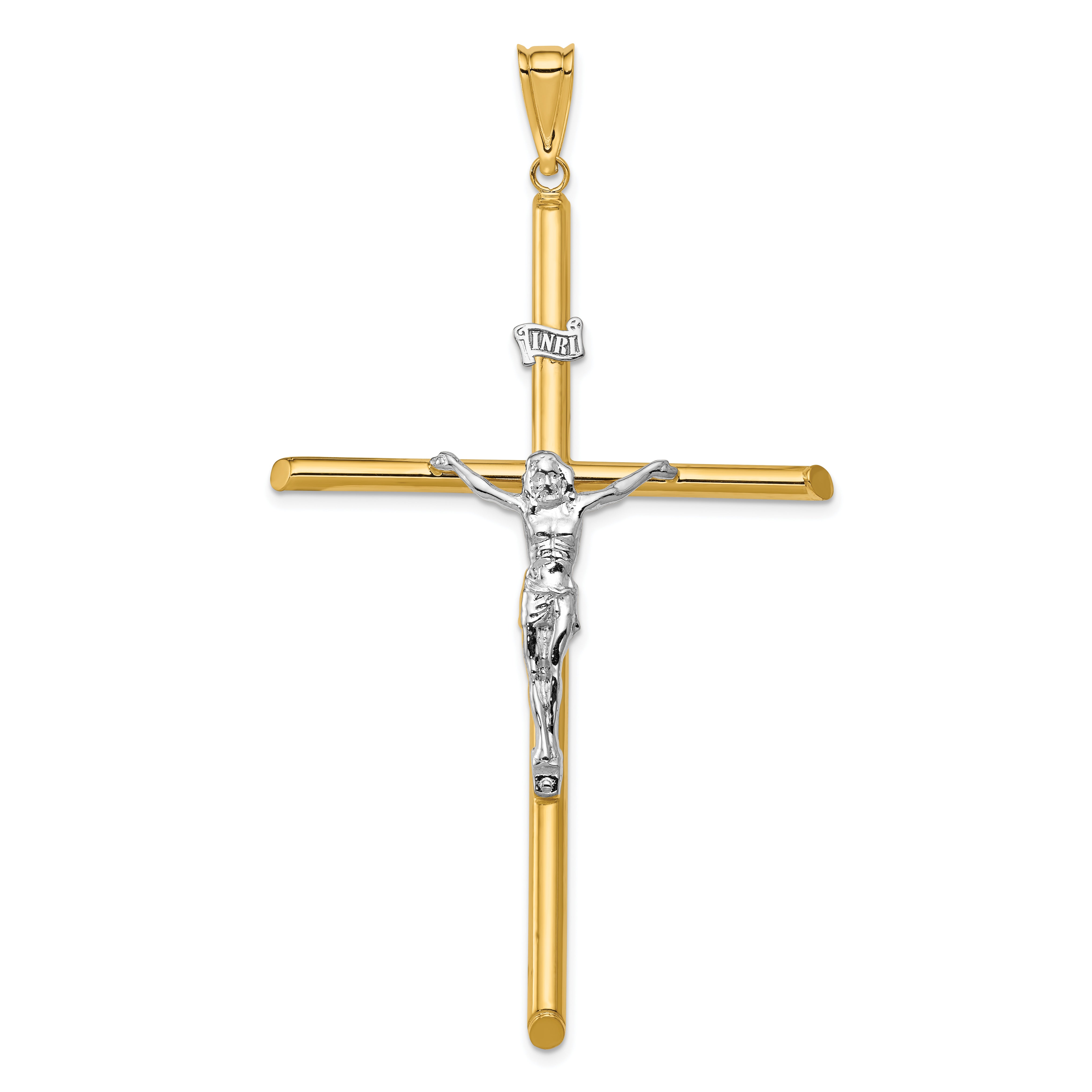 14k Two-Tone Polished Jesus Crucifix Pendant