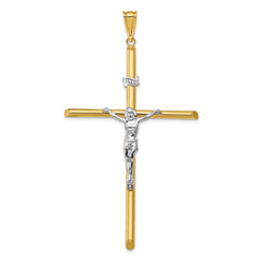 14k Two-Tone Polished Jesus Crucifix Pendant