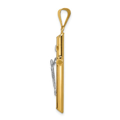 14k Two-Tone Polished INRI Crucifix Pendant