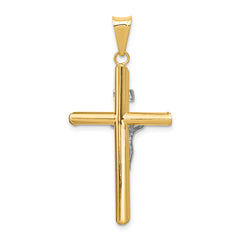 14k Two-Tone Polished INRI Crucifix Pendant
