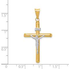 14k Two-Tone Polished INRI Crucifix Pendant