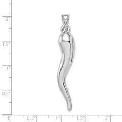 14k White Gold Hollow 3-D Italian Horn Pendant
