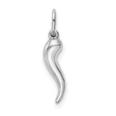 14k White Gold Hollow Italian Horn Pendant