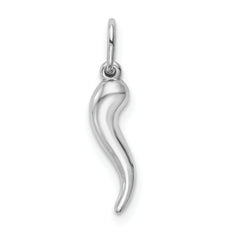 14k White Gold Hollow Italian Horn Pendant
