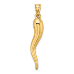 14k Hollow 3-D Italian Horn Pendant