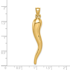 14k Hollow 3-D Italian Horn Pendant