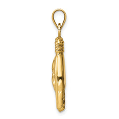 14K 3-D Hollow Rock On Sign Charm