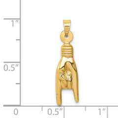 14K 3-D Hollow Rock On Sign Charm