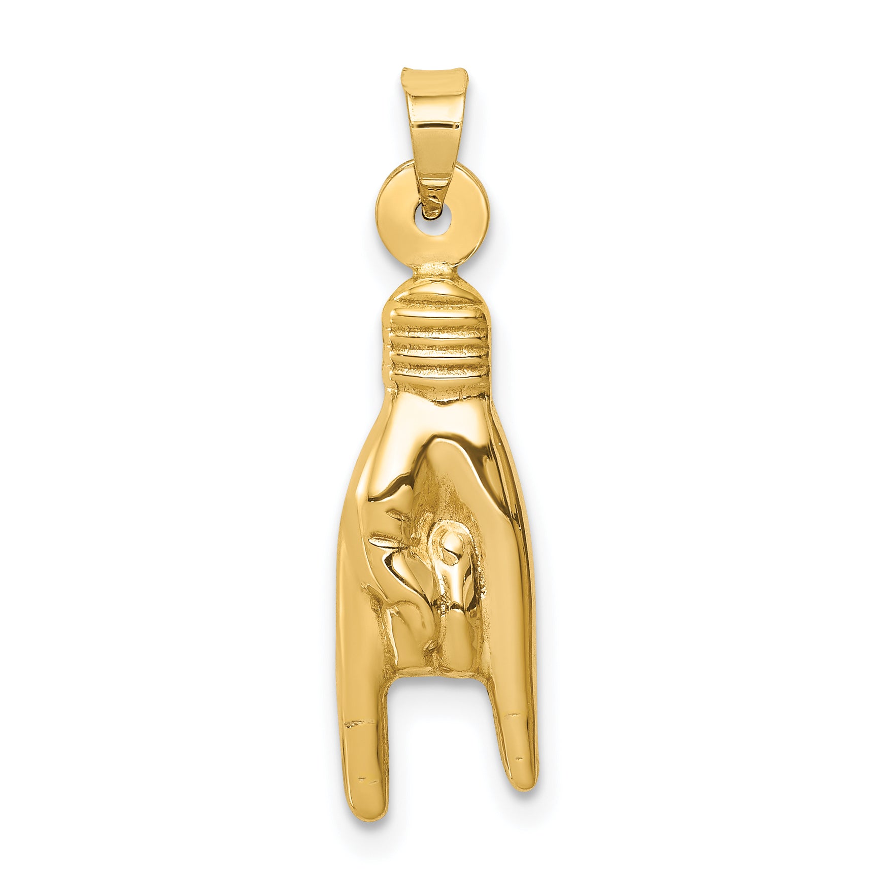 14K 3-D Hollow Rock On Sign Charm