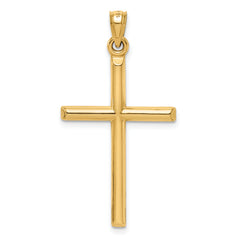 14k Hollow Diamond-cut Cross Pendant