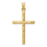 14k Hollow Diamond-cut Cross Pendant
