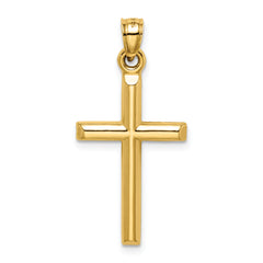 14k Hollow Diamond-cut Cross Pendant