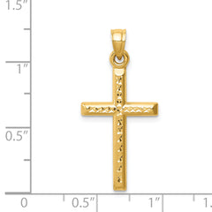 14k Hollow Diamond-cut Cross Pendant