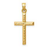 14k Hollow Diamond-cut Cross Pendant